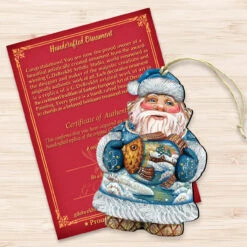 Set Of 2 Santa Claus Goldfish Wooden Christmas Ornaments 5.5" -Optimal Christmas Shop 8118201 3 14377.1667549891