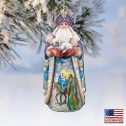 Set Of 2 Santa Goat And The Guardian Angels Wooden Christmas Ornaments 5.5" 7 Set Of 2 Santa Goat And The Guardian Angels Wooden Christmas Ornaments 5.5" -Optimal Christmas Shop 811832 2 01722.1667529018