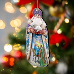 Set Of 2 Santa Goat And The Guardian Angels Wooden Christmas Ornaments 5.5" 8 Set Of 2 Santa Goat And The Guardian Angels Wooden Christmas Ornaments 5.5" -Optimal Christmas Shop 811832 3 26677.1667529019