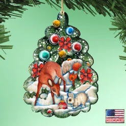 Set Of 2 Forest Animals Christmas Tree Ornaments 5.5" -Optimal Christmas Shop 8119182 2 15859.1667549901