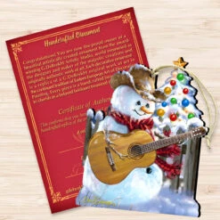 Set Of 2 Snowman Playing Guitar Wooden Christmas Ornaments 5.5" -Optimal Christmas Shop 8121120 1531 3 03182.1667549912