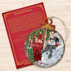 Set Of 2 Winter Is Coming Snowman Wooden Christmas Ornaments 5.5" -Optimal Christmas Shop 8121127dg 3 88972.1667549915