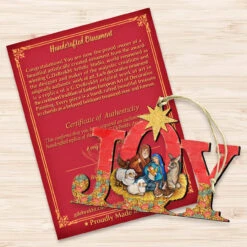 Set Of 2 Nativity Scenery "Joy" Wooden Christmas Ornaments 5.5" -Optimal Christmas Shop 8121454 3 93689.1667549917