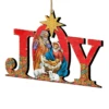 Set Of 2 Magnificent Nativity "Joy" Wooden Christmas Ornaments 5.5" -Optimal Christmas Shop 8121456 1 09915.1667549916