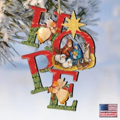 Set Of 2 Magnificent Nativity "Hope" Wooden Christmas Ornaments 5.5" 9 Set Of 2 Magnificent Nativity "Hope" Wooden Christmas Ornaments 5.5" -Optimal Christmas Shop 8121461 4 04418.1667549920