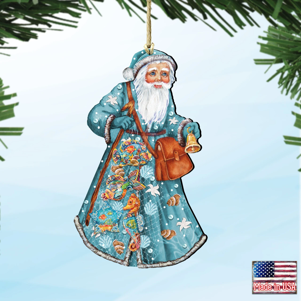 Set Of 2 Santa The Coastal Fishermen Wooden Christmas Ornamentsby G.DeBrekht 6 Set Of 2 Santa The Coastal Fishermen Wooden Christmas Ornamentsby G.DeBrekht - Image 4
