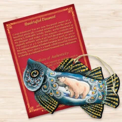 Set Of 2 Frosty Fish With Polar Bears Wooden Christmas Ornaments 5.5" 8 Set Of 2 Frosty Fish With Polar Bears Wooden Christmas Ornaments 5.5" -Optimal Christmas Shop 8126141 3 55172.1667549665