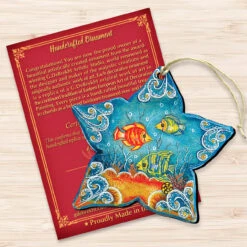 Set Of 2 Sea Star Seaside Wooden Christmas Ornaments 5.5" -Optimal Christmas Shop 8126151 3 26641.1667549667