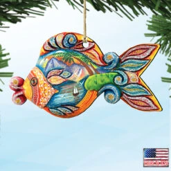 Set Of 2 Coastal Paradise Fish Wooden Christmas Ornaments 5.5" 9 Set Of 2 Coastal Paradise Fish Wooden Christmas Ornaments 5.5" -Optimal Christmas Shop 8126161 4 72397.1667549673