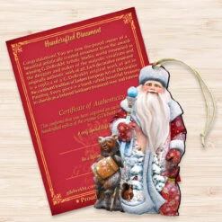 Set Of 2 Santa Honey Bear Wooden Christmas Ornaments 5.5" -Optimal Christmas Shop 8128811 3 06374.1667549613