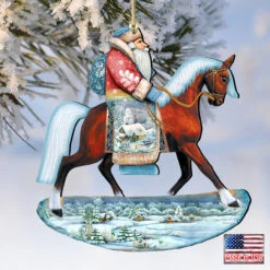 Set Of 2 Santa Horse Ride Wooden Christmas Ornaments 5.5" 9 Set Of 2 Santa Horse Ride Wooden Christmas Ornaments 5.5" -Optimal Christmas Shop 8151121 4 50587.1667549625