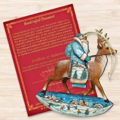 Set Of 2 Santa Rides A Reindeer Wooden Christmas Ornaments 5.5" -Optimal Christmas Shop 8151123 3 45179.1667549626