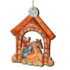 Set Of 2 Nativity House Scene Wooden Christmas Ornaments 5.5" -Optimal Christmas Shop 8152630 1 35380.1667549639