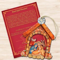 Set Of 2 Nativity House Scene Wooden Christmas Ornaments 5.5" -Optimal Christmas Shop 8152630 3 69307.1667549640