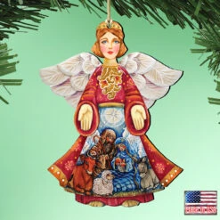 Set Of 2 Angel Nativity Wooden Christmas Ornaments 5.5" 7 Set Of 2 Angel Nativity Wooden Christmas Ornaments 5.5" -Optimal Christmas Shop 8152722 2 78258.1667549651