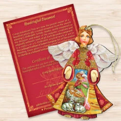 Set Of 2 Angel With Mary And Joseph Wooden Christmas Ornaments 5.5" -Optimal Christmas Shop 8154109 3 28308.1667549676