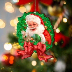 Set Of 2 Santa Berry Wreath Wooden Christmas Ornaments 5.5" 8 Set Of 2 Santa Berry Wreath Wooden Christmas Ornaments 5.5" -Optimal Christmas Shop 8161014 1309 3 26791.1667549718