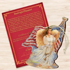 Set Of 2 Angel Waving American Flag Wooden Christmas Ornaments 5.5" -Optimal Christmas Shop 8161021 0107 3 94886.1667549725