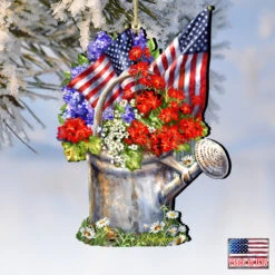 Set Of 2 American Freedom Celebration Wooden Christmas Ornaments 5.5" -Optimal Christmas Shop 8161040 1711 4 61663.1667549741