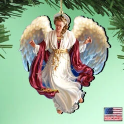 Set Of 2 Angel Bringing Peace On Earth Wooden Ornaments 5.5" -Optimal Christmas Shop 8161048 1208 2 10075.1667549742