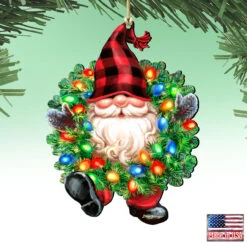 Set Of 2 Gnome Santa Wreath Lights Wooden Christmas Ornaments 5.5" 9 Set Of 2 Gnome Santa Wreath Lights Wooden Christmas Ornaments 5.5" -Optimal Christmas Shop 8161053 dg 4 18831.1681987403