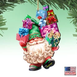 Set Of 2 Gnome Santa Gift Giver Wooden Christmas Ornaments 5.5" 9 Set Of 2 Gnome Santa Gift Giver Wooden Christmas Ornaments 5.5" -Optimal Christmas Shop 8161054 dg 4 69339.1681987401