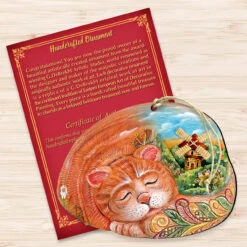 Set Of 2 Sleeping Kitten Wooden Christmas Ornaments 5.5" -Optimal Christmas Shop 8185251 3 87728.1667549747