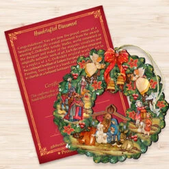 Set Of 2 Nativity Wreath Wooden Christmas Ornaments 5.5" -Optimal Christmas Shop 8185314 3 88502.1667549636