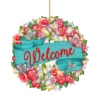 Set Of 2 Butterfly Floral Wreath "Welcome" Wooden ChristmasOrnaments 5.5" -Optimal Christmas Shop 8185316 1 94320.1667549642