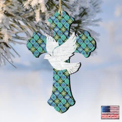 Set Of 2 Cross With White Dove Wooden Christmas Ornaments 5.5" 9 Set Of 2 Cross With White Dove Wooden Christmas Ornaments 5.5" -Optimal Christmas Shop 8191163 2 4 90814.1667549651