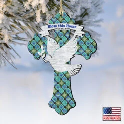 Set Of 2 Dove "Bless This Home" Cross Wooden Christmas Ornaments 5.5" 9 Set Of 2 Dove "Bless This Home" Cross Wooden Christmas Ornaments 5.5" -Optimal Christmas Shop 8191163 4 93820.1667549647