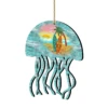 Set Of 2 Coastal Scenic Rustic Jellyfish Wooden Christmas Ornaments 5.5" -Optimal Christmas Shop 8198513 1 53917.1667549670