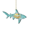Set Of 2 Shark Beach Scene Wooden Christmas Ornaments 5.5" -Optimal Christmas Shop 8198515 1 19994.1667549671