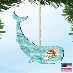 Set Of 2 Whale Beach Scene Wooden Christmas Ornaments 5.5" 9 Set Of 2 Whale Beach Scene Wooden Christmas Ornaments 5.5" -Optimal Christmas Shop 8198516 4 77756.1667549675