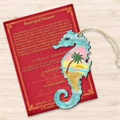 Set Of 2 Seahorse Beach Scene Wooden Christmas Ornaments 5.5" -Optimal Christmas Shop 8198517 3 36778.1667549680