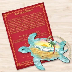 Set Of 2 Turtle Beach Scene Wooden Christmas Ornaments 5.5" -Optimal Christmas Shop 8198518 3 33647.1667549720