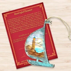 Set Of 2 Boat Lighthouse Beach Scene Wooden Christmas Ornaments 5.5" 8 Set Of 2 Boat Lighthouse Beach Scene Wooden Christmas Ornaments 5.5" -Optimal Christmas Shop 8198524 3 11918.1667549686
