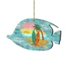 Set Of 2 Fish Beach Scene Wooden Christmas Ornaments 5.5" -Optimal Christmas Shop 8198527 1 57122.1667549721