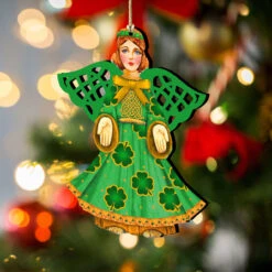 Set Of 2 Irish Angel Wooden Christmas Ornaments 5.5" 8 Set Of 2 Irish Angel Wooden Christmas Ornaments 5.5" -Optimal Christmas Shop 8199755 3 80959.1667549693