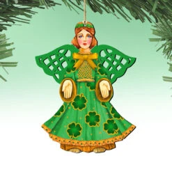 Set Of 2 Irish Angel Wooden Christmas Ornaments 5.5" 9 Set Of 2 Irish Angel Wooden Christmas Ornaments 5.5" -Optimal Christmas Shop 8199755 4 22545.1667549693