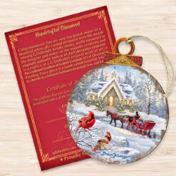 Set Of 2 Sleigh Ride With Perching Cardinals Wooden Ornaments 5.5" -Optimal Christmas Shop 8421129 dg 3 89624.1667549695