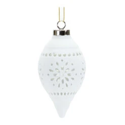 Set Of 6 White Finish Snowflake Porcelain Christmas Ball Ornament 4-5.5" 7 Set Of 6 White Finish Snowflake Porcelain Christmas Ball Ornament 4-5.5" -Optimal Christmas Shop 84531 2 48369.1667655871