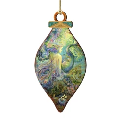 Set Of 2 Mermaid Fairy In The Sea Wooden Christmas Ornaments 5.5"