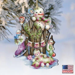 Set Of 2 Snowmen Rest Wooden Christmas Ornaments 5.5" -Optimal Christmas Shop 8457502 4 87577.1667549718
