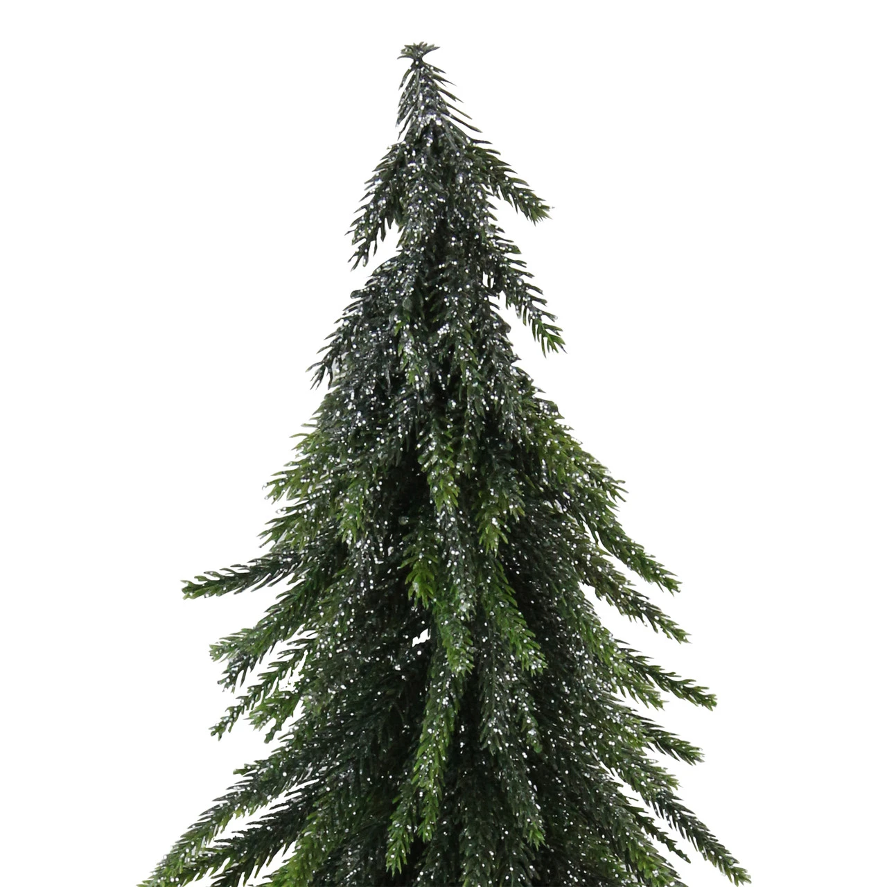 14" Green Glitter Weeping Mini Pine Christmas Tree In Burlap Covered Vase - Unlit 4 14" Green Glitter Weeping Mini Pine Christmas Tree In Burlap Covered Vase - Unlit - Image 2
