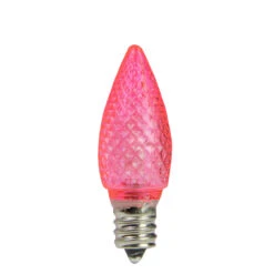 Pack Of 25 Faceted LED C7 Pink Christmas Replacement Bulbs