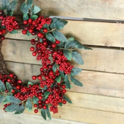 Red Berries And Two-Tone Green Leaves Artificial Christmas Wreath - 18-Inch, Unlit -Optimal Christmas Shop 90lqmycvkd028qtiy31xvhzypw0ab5sj 76208.1667488414