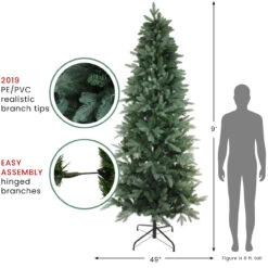 9' Slim Frasier Fir Artificial Christmas Tree, Unlit 9 9' Slim Frasier Fir Artificial Christmas Tree, Unlit -Optimal Christmas Shop 927 58679.1684883905