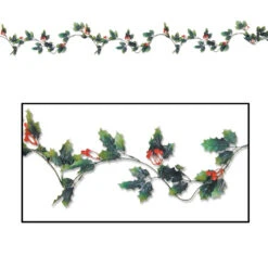 Club Pack Of 12 Holly Leaf And Berry Artificial Christmas Garlands 6' X 1"