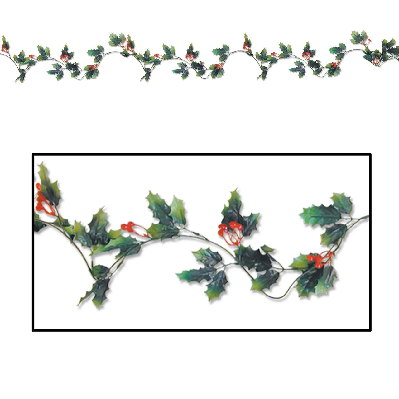Club Pack Of 12 Holly Leaf And Berry Artificial Christmas Garlands 6' X 1" 3 Club Pack Of 12 Holly Leaf And Berry Artificial Christmas Garlands 6' X 1"